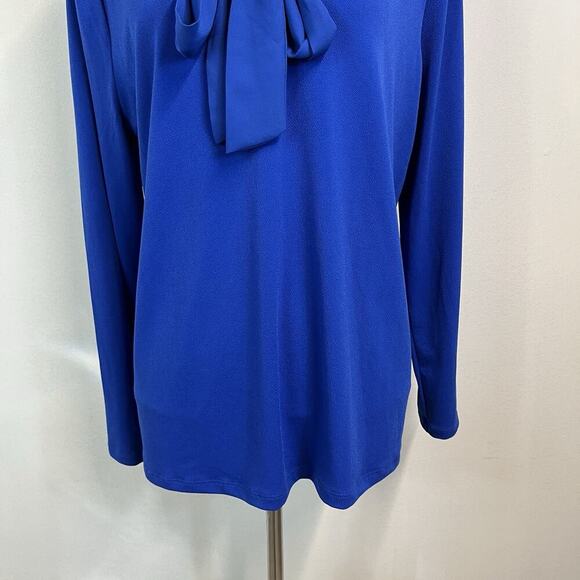 Charter Club Blouse Tunic size Extra Large Royal Blue Bow Stretch Career Modest - Picture 4 of 7